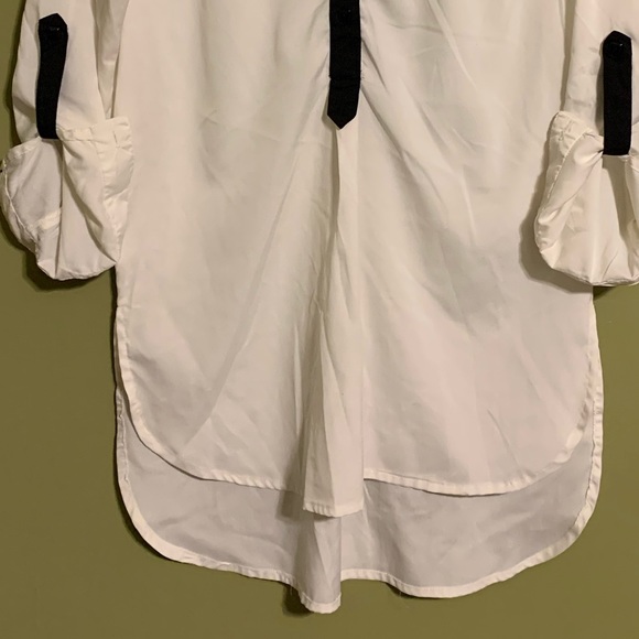 Black white collared tunic button down - Picture 2 of 7